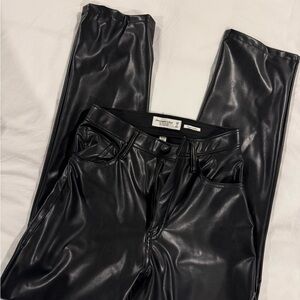 Black Faux Leather Women Jeans